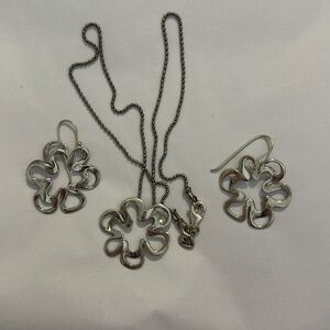 Silpada open flower abstract necklace earrings 925 N1347 W1337